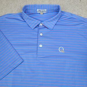 Peter Millar Polo with Blue and Coral Stripes